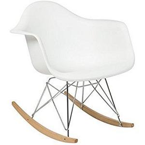 Modway Molded Plastic Armchair Rocker in White