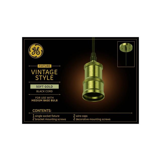 GE Vintage Style Pendant Fixture Soft Gold