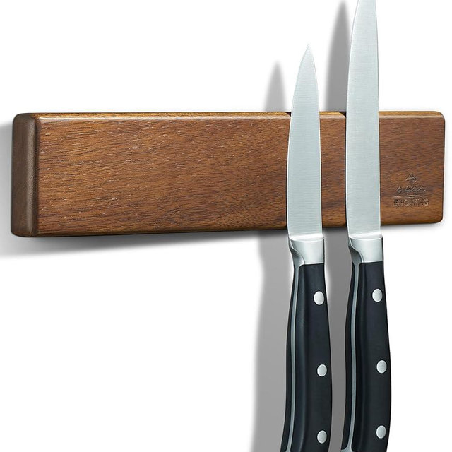Magnetic Knife Strips, Magnetic Knife Holder for Wall 10 Inch, Acacia Wood Knife Magnetic Strip Use as Knife Bar, Knife Holder for Kitchen Utensil Organizer, Without hooks