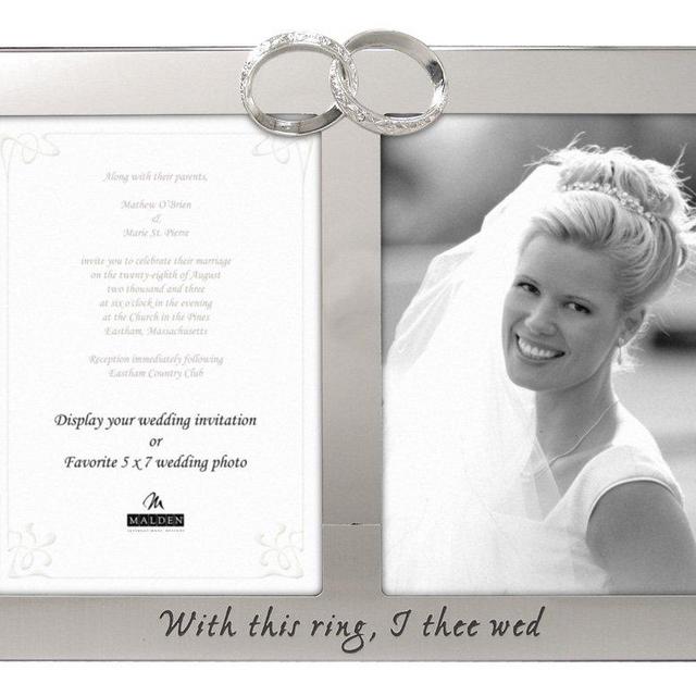 Malden International Designs Wedding Rings With this Ring, I Thee Wed Picture Frame, 2 Option, 5x7, Silver