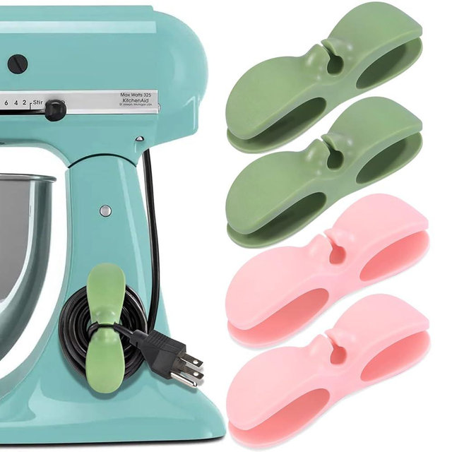 SisBroo Cord Organizer for Appliances, 4PCS Kitchen Appliance Cord Winder Cable Organizer, Cord Holder Cord Wrapper for Appliances Stick on Pressure Cooker, Mixer, Blender, Coffee Maker, Air Fryer