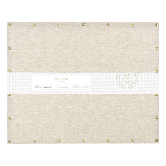 Sugar Paper Essentials 16"x20" Fabric Pin Board: Wall Mount Bulletin Board, Flax Beige, Corrugated Fiberboard