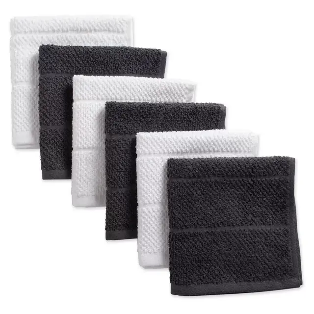6-Pack Basic Terry Dishcloths in Grey/White