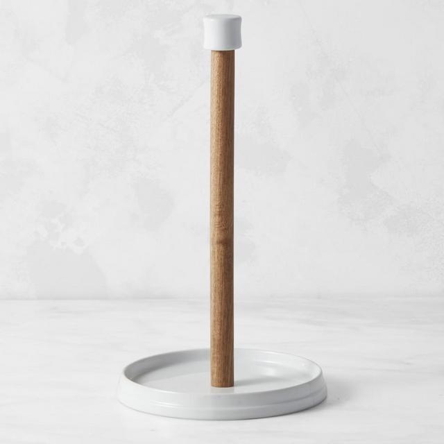 Williams Sonoma Pantry Paper Towel Holder, Porcelain and Wood