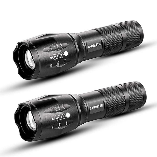 LED Emergency Handheld Flashlight with Adjustable Focus, Water Resistant, 5 Modes, Best Tactical Flashlight for Emergency, Camping and Fishing, 2 Pack