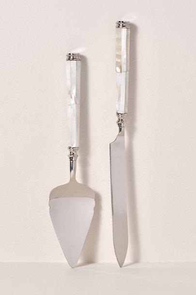 Mother of Pearl Cake Server Set