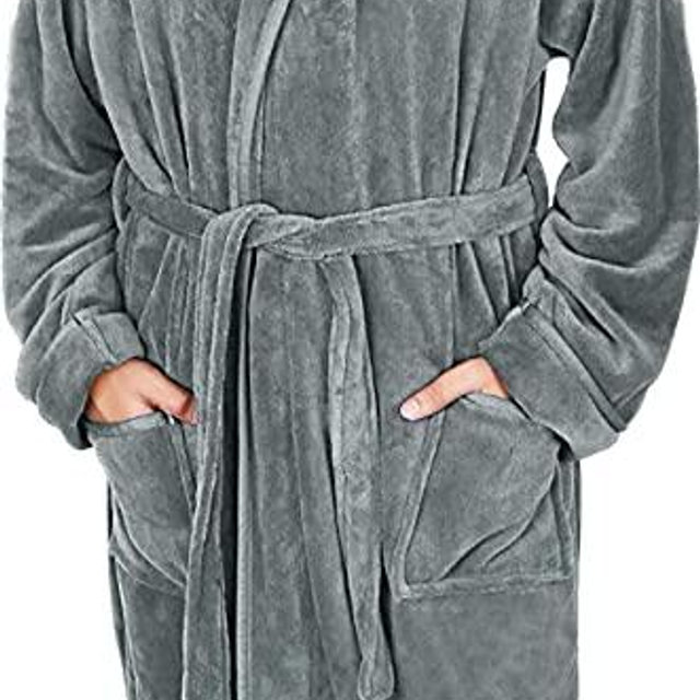 NY Threads Luxurious Men's Shawl Collar Fleece Bathrobe Spa Robe