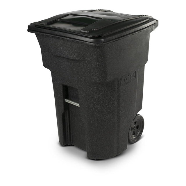 Toter 79296-R1209 96 Gallon Blackstone Trash Can with Wheels and Attached Lid