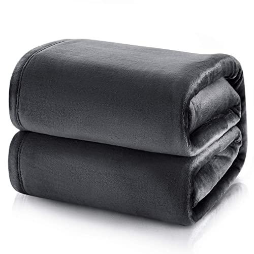 Bedsure Fleece Blanket King Size Dark Grey Lightweight Super Soft Cozy Luxury Bed Blanket Microfiber