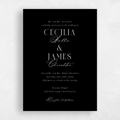 Black Wedding Invitation - Shahira Portrait