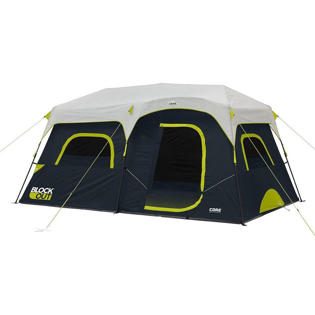 CORE Blackout Instant Cabin Tent | Pop Up Tent with Easy Setup for Family Camping | Large Portable Tent with Organization for Outdoor Camp Accessories| 6 Person & 9 Person Tent for Camping