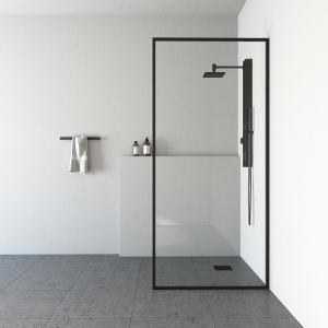33 in. x 73 in. Frameless Fixed Shower Screen in Matte Black