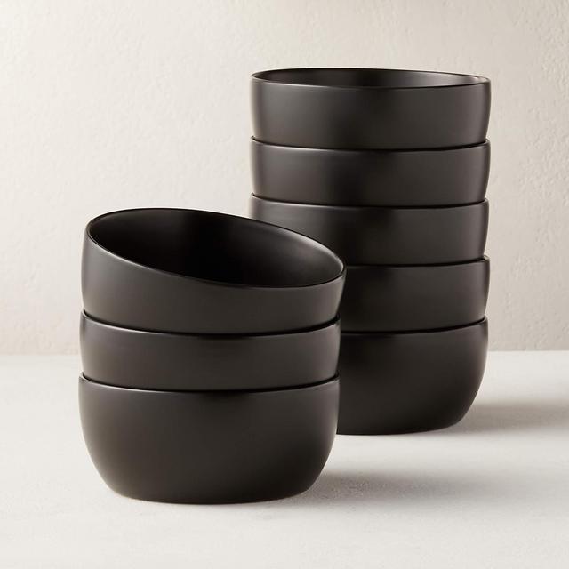 Crisp Matte Black Soup Bowl Set of 8