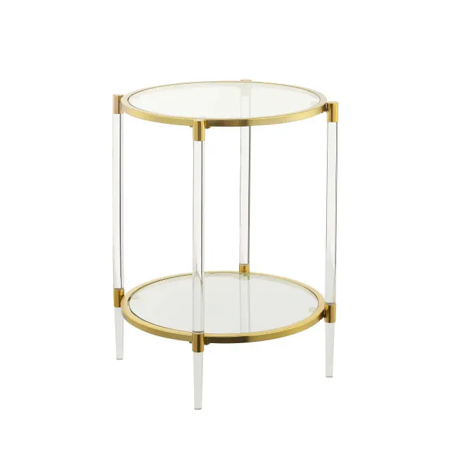 Royal Crest 2 Tier Acrylic Glass End Table Clear/Gold - Breighton Home
