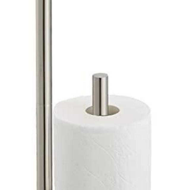 Free Standing Toilet Paper Holder Stand with Reserve, Bathroom Tissue Dispenser Paper Roll Storage Holder Stand for Jumbo Roll, Stainless Steel Rustproof Brushed Nickel, DECULTTR
