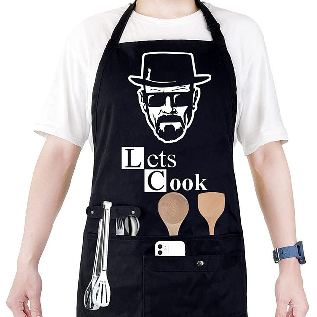 Funny Cooking Chef Apron with Pockets BBQ Kitchen Work Aprons Birthday Dad Creative Gifts