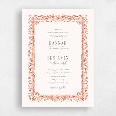 Deep Orange Wedding Invitation - Tauriel Frame