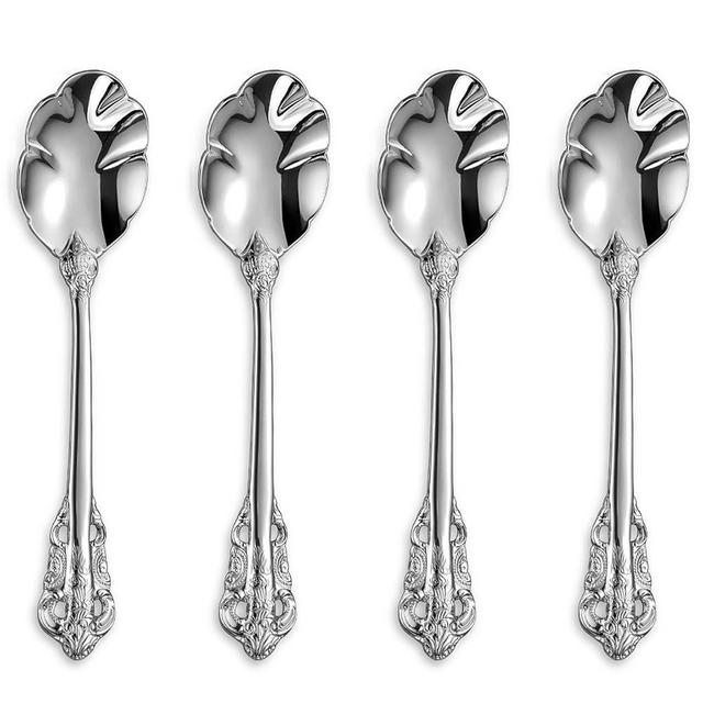 KEAWELL 6" Tea Spoons Set of 4, Coffee Espresso Demitasse Vintage Tea Spoon, 18/10 Stainless Steel