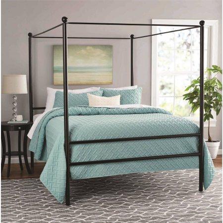 Mainstays Metal Canopy Bed, Queen, Black