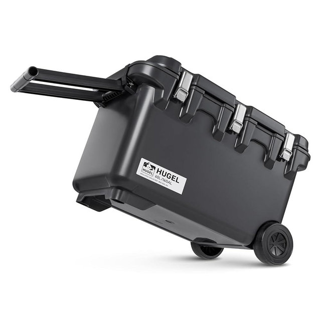 IRIS USA Hugel 64 QT Wheeled Cooler, Heavy-Duty Ice Chest with Metal Buckles, Leak-Resistant, Durable Hard Cooler for Camping, Fishing, Beach, Road Trips, Gray