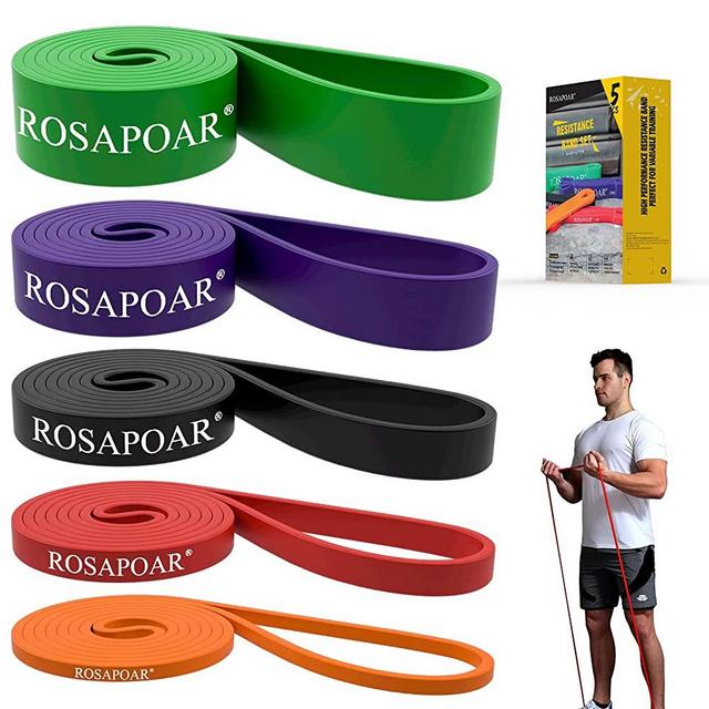 ROSAPOAR Pull Up Resistance Bands Assist Exercise Workout Band Set for Fitness Strength Weightlifting and Powerlifting- Stretch Mobility Assistance Bands at Home Gym/Crossfit Training (Set of 5)
