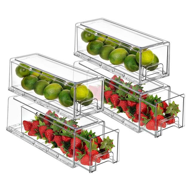 Sorbus Clear Stackable Pull Out Organizer Bins - Organization and Storage Containers for Kitchen, Pantry, Bathroom and More