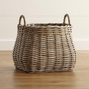 Birney Round Grey Rattan Basket