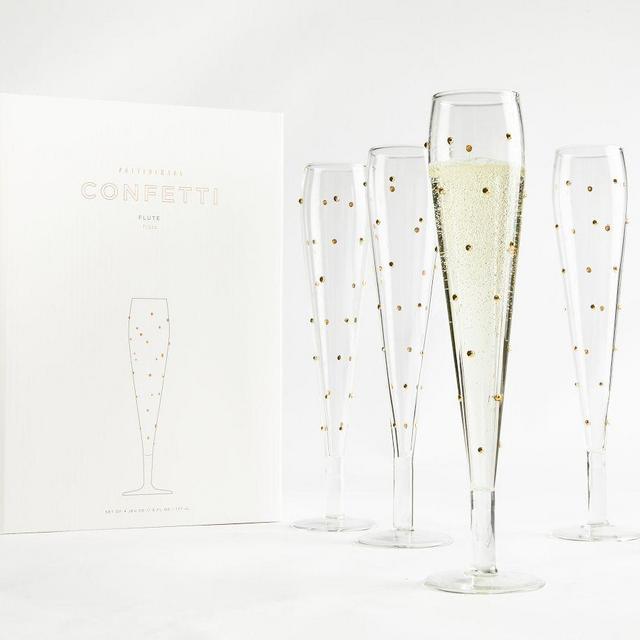 Confetti Celebration Trumpet Flutes, Set 4 - Gold