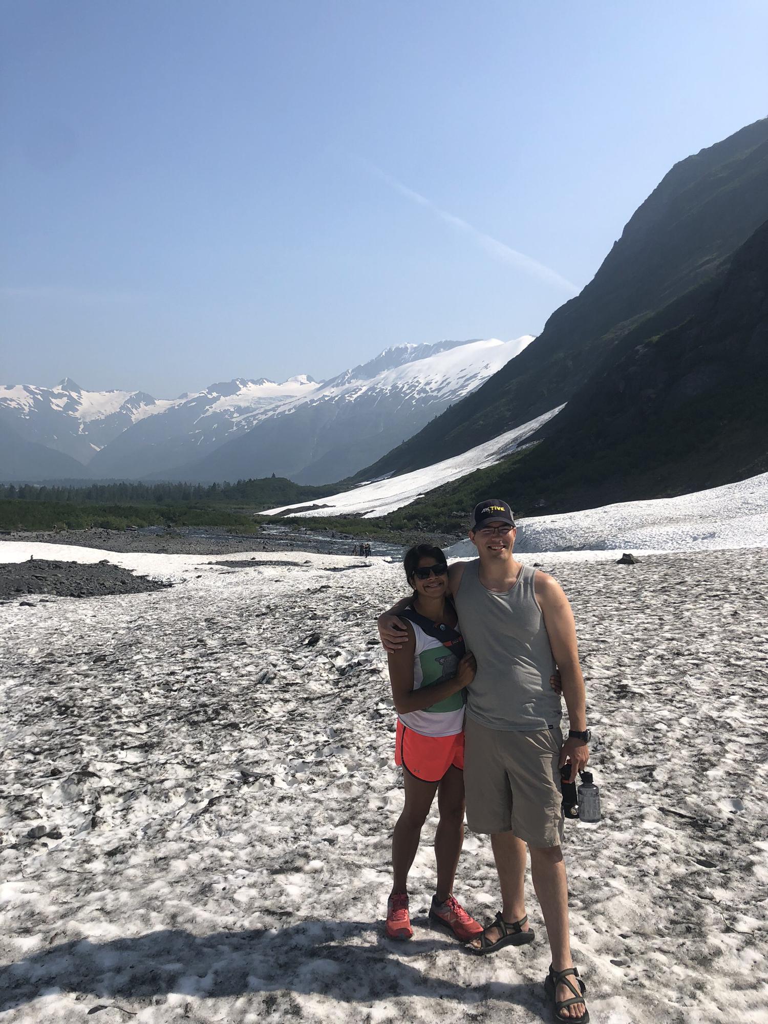 Hiking Byron Glacier with Meera's mom and dad - June 2019