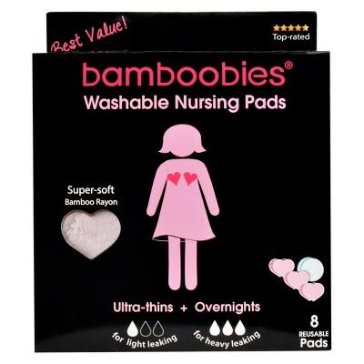 Bamboobies Milk-Proof Ultrathins & Overnight Washable Pink Nursing Bra Pads - 8pk