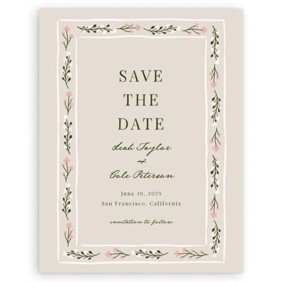 Beige Bordered Wedding Digital Save the Date - Maeva Portrait