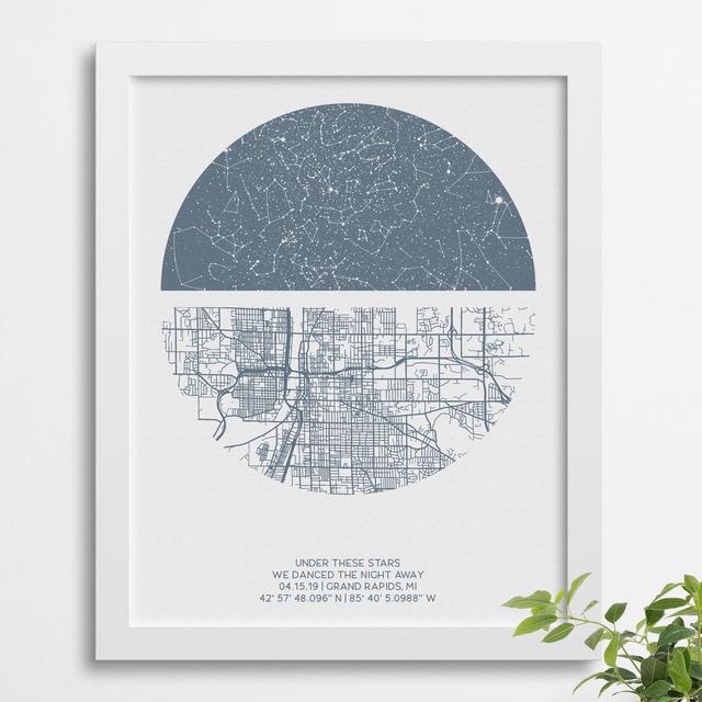 Custom Star Map & Street Map, Anniversary Gift Idea, Unique Wedding Gift, Night Sky Wedding Gift, Framed Night Sky Poster