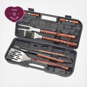 Cuisinart Grill Wooden Handle 13-Piece Grilling Tool Set