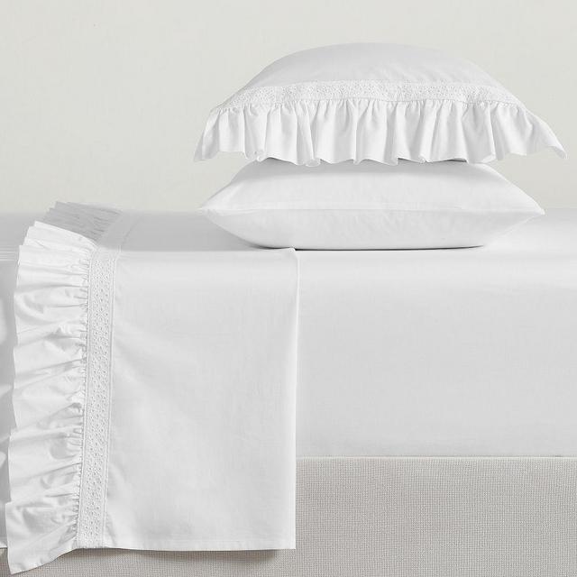 Love Shack Fancy Ruffle Crotchet Trim Sheet Set, Multi, King