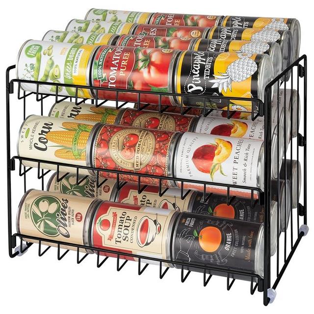 Kitchen Details 3 Tier Can Organizer | Canned Food Storage Rack | Kitchen Cabinet and Pantry Organization | Holds 36 Cans | Space Saving | Onyx