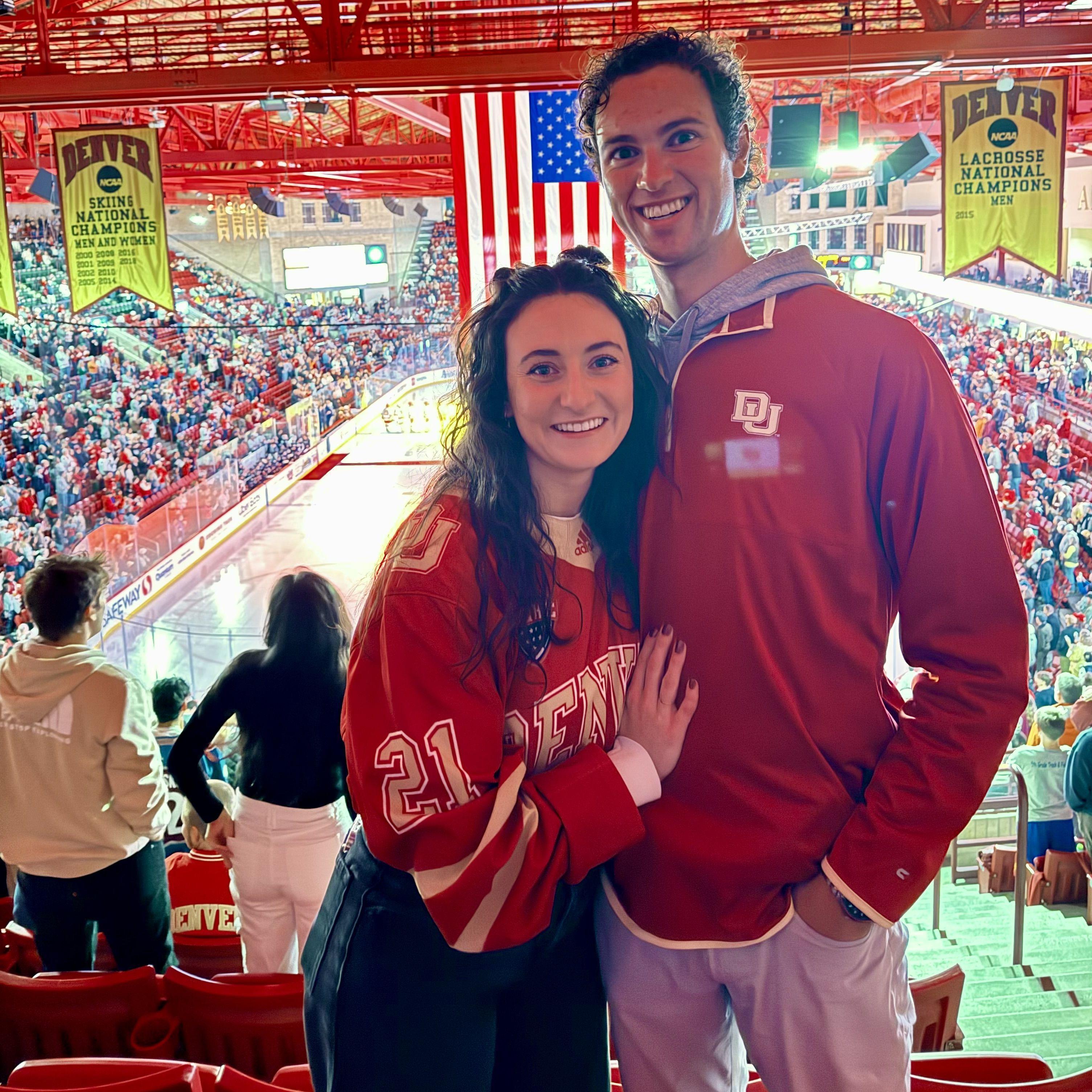 Michael took Natalie to her very first DU Hockey Game. Michael is currently getting his masters in accountancy at DU. He learned that Natalie liked hockey fights. ;)