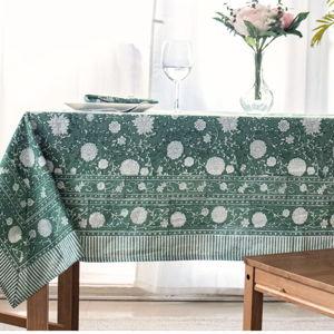Small Cotton Vintage Green Tablecloth