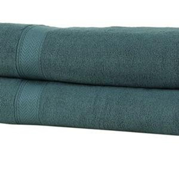 HILLFAIR 600 GSM- 40 x 80 Inches- 100% Cotton 2 Pc XXL Oversized Bath Towel Set- Soft Highly Absorbent Jumbo Bath Sheets Towels Sets- Quick Dry Oversized Bath Towel Sets for Hotel Spa Pool- Teal