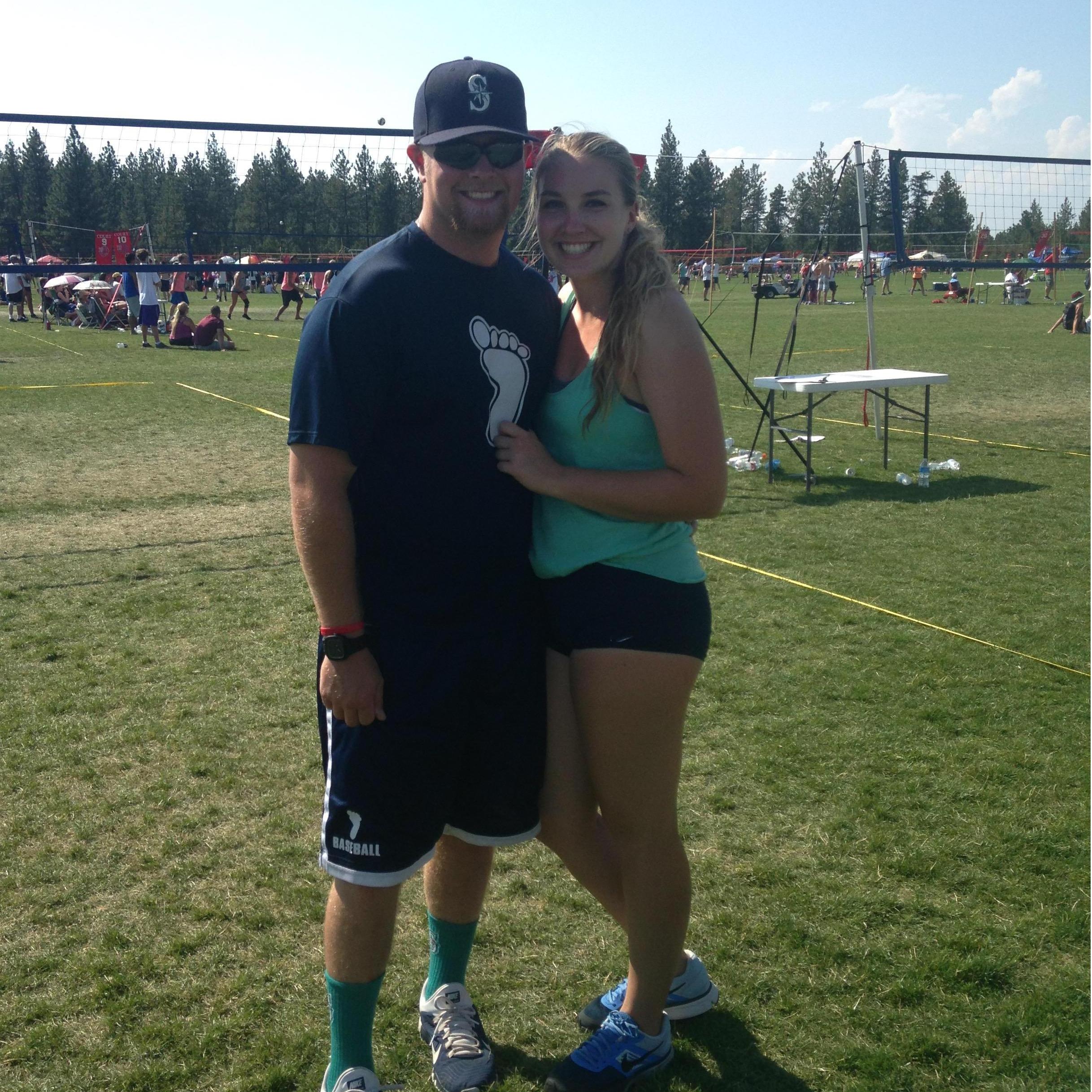 Our first picture together at the Spike and Dig outdoor volleyball tournament