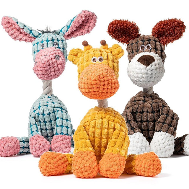 Zagrine 3-Pack Squeaky Dog Toys,Durable Stuffed Animal Plush Dog Toys with Squeak Sounds to Keep Dogs Busy,Tough Cute Puppy Toys for Small,Medium,and Large Dogs
