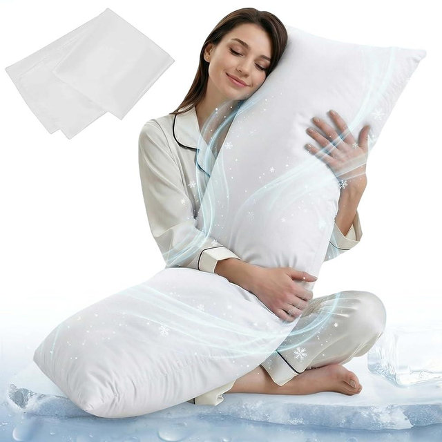 ELNIDO QUEEN Cooling Body Pillow Insert with Cover – Breathable Long Body Pillow for Side Sleepers, Soft Support Bed Pillow for Adults, 20x54 Inches White