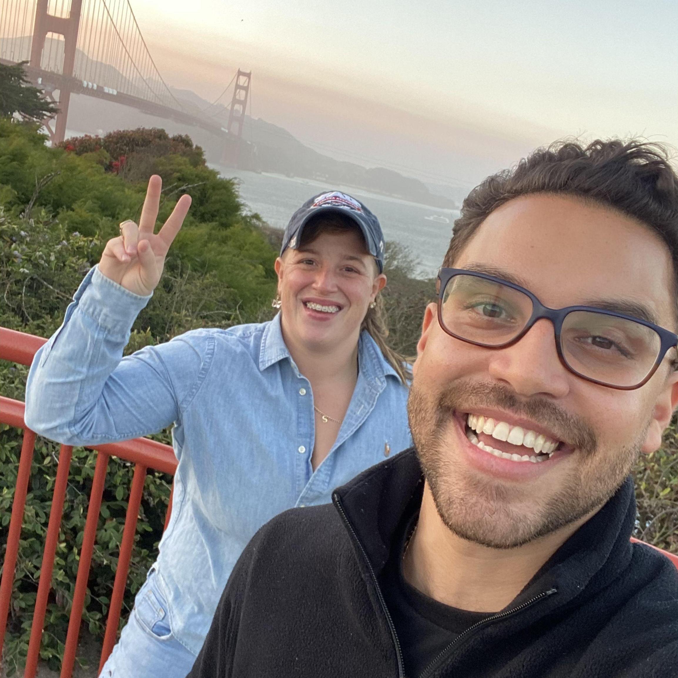 Jose and his Grooms-woman Siully in San Diego enjoying the sights but also hard at work....maybe?