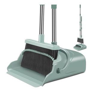 GREEN kelamayi Upgrade Broom and Dustpan Set, Large Size and with Long Handle