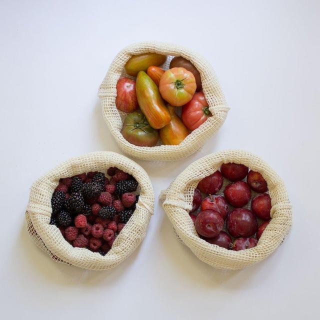Cotton Mesh Produce Bags, Set of 5