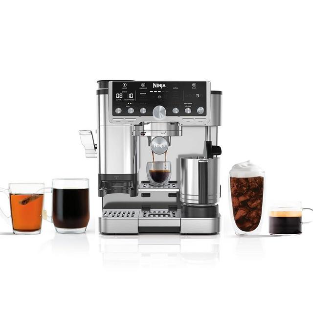 Ninja Luxe Café Pro Series, Espresso Machine, Drip Coffee, Cold Brew, Hot Water, Integrated Tamper, Built-in Grinder, Hands-Free Frother for Cappuccinos, Lattes, Americanos, Dairy or Non-Dairy, ES701