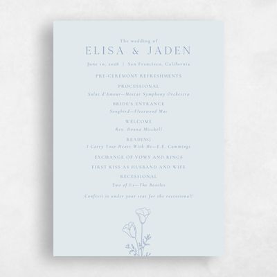 Ice, Blue Wedding Program - Coquelicot