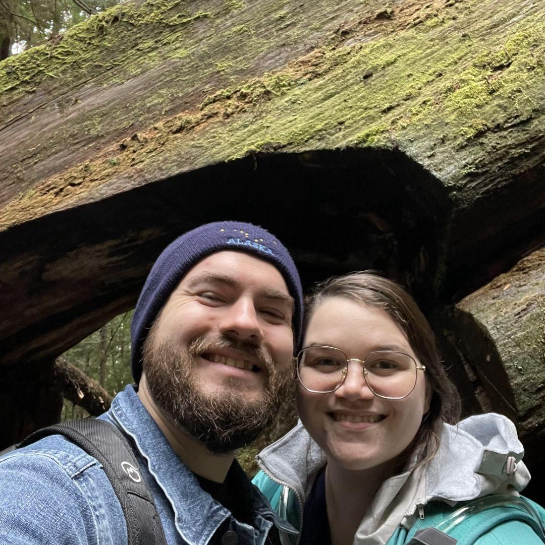 Hiking in the Redwood Forest in California.