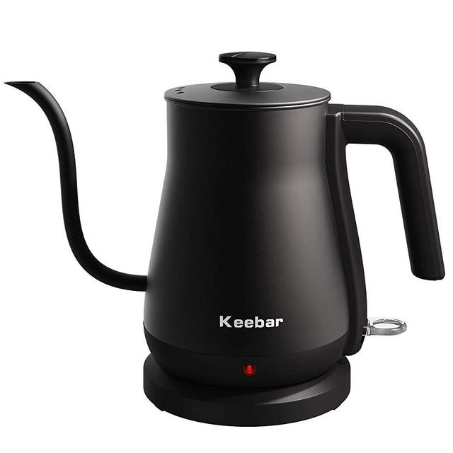 Electric Kettle, 100% Stainless Steel BPA-Free Pour Over Kettle, Gooseneck Kettle, Electric Teapot with Auto Shut-Off Protection,1000 Watt Quick Heating, Keebar, Black, XH-W081-B