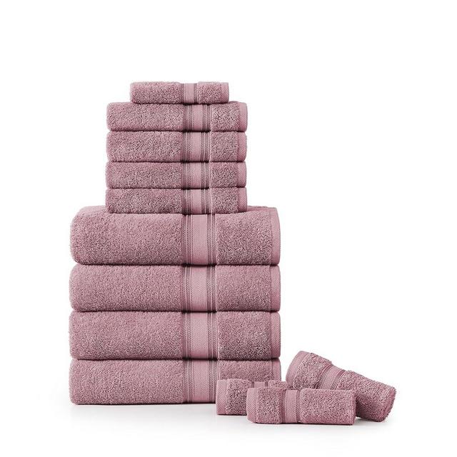 LANE LINEN Luxury Bath Towels Set - 12 Piece Set, 100% Cotton Bathroom Towels, Zero Twist, Quick Dry Shower Towel, Absorbent Bath Towel, 4 Bath Towels, 4 Hand Towels, 4 Wash Cloths - Wishful Mauve