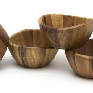 Lipper International Wave Bowls (Set of 4), Brown